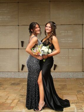 Elegant Black Satin Evening Dress with Side Slit